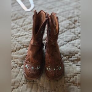 Toddler Size 8 Roper Brown and Teal Zip Up Western Boots